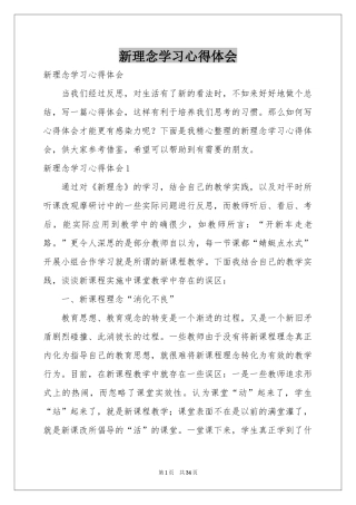 新理念学习体会心得