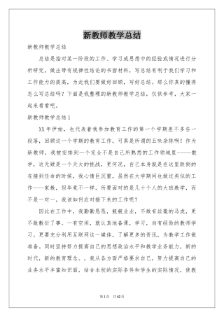 新教师教学参考总结