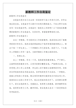 新教师工作自我鉴定