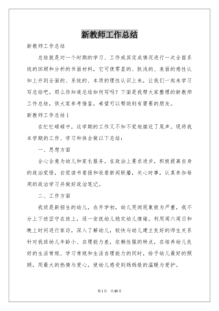 新教师工作参考总结