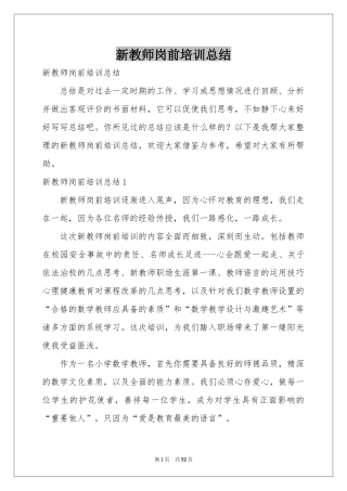 新教师岗前培训参考总结