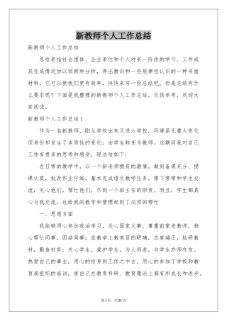 新教师个人工作参考总结