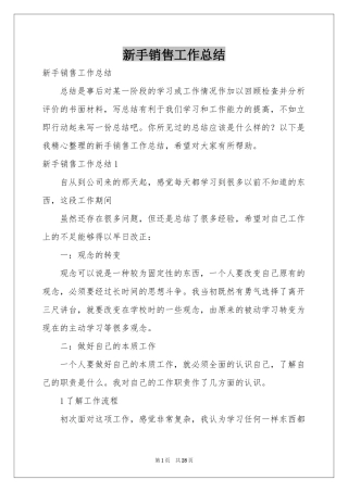 新手销售工作参考总结