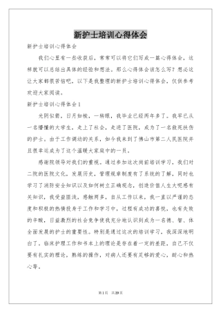 新护士培训体会心得