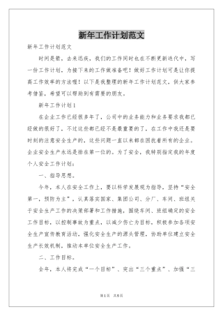 新年工作参考计划范本