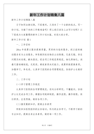 新年工作参考计划锦集八篇