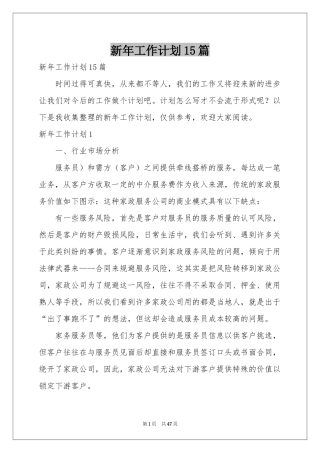 新年工作参考计划15篇