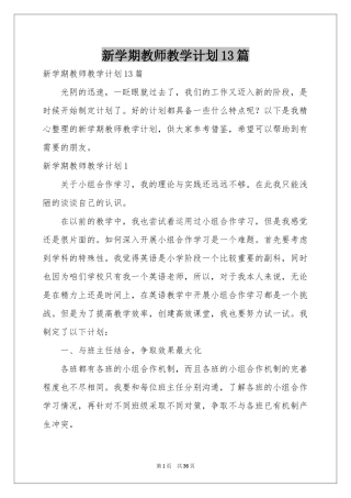 新学期教师教学参考计划13篇