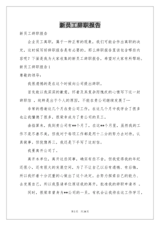 新员工辞职报告