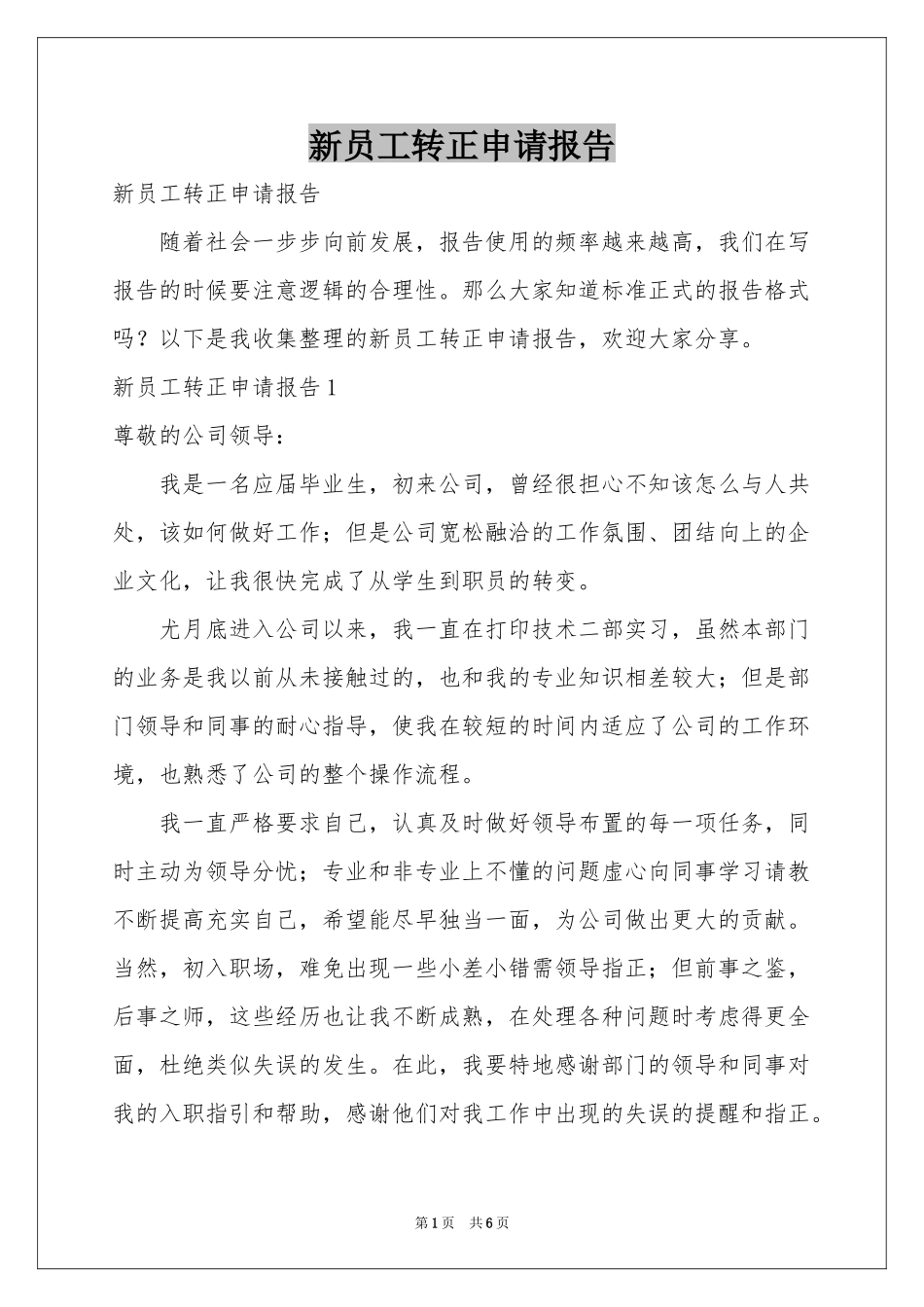 新员工转正申请报告_第1页