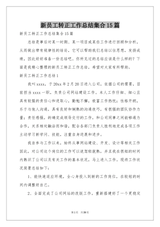 新员工转正工作参考总结集合15篇