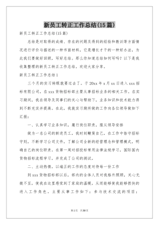 新员工转正工作参考总结(15篇)