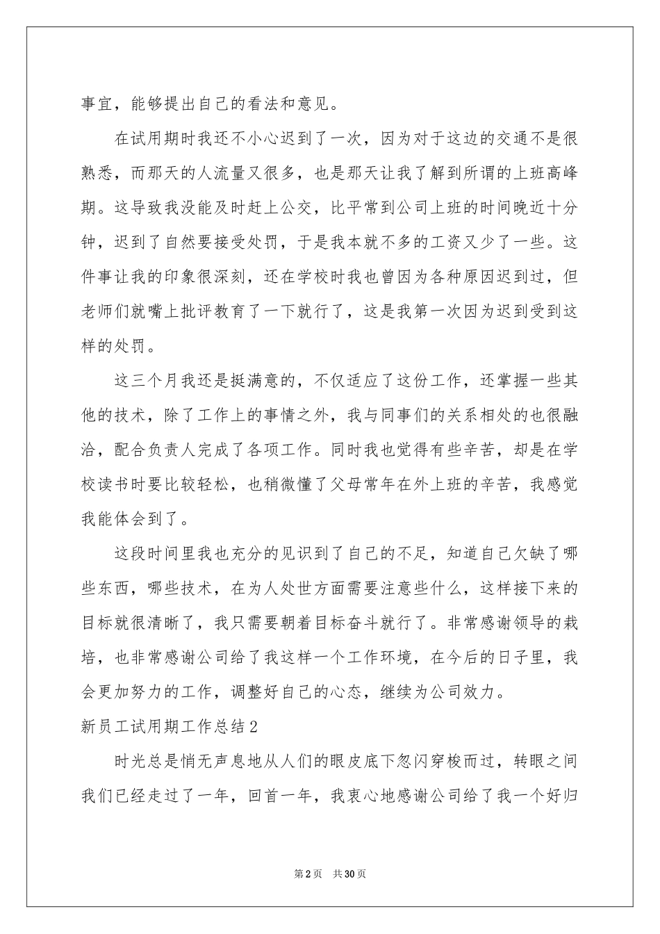 新员工试用期工作参考总结_第2页