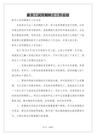 新员工试用期转正工作参考总结