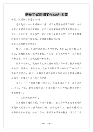 新员工试用期工作参考总结15篇