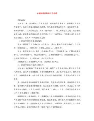 乡镇财政所年终工作总结 