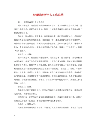 乡镇财政所个人工作总结 