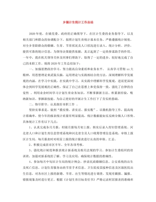 乡镇计生统计工作总结 
