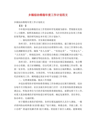 乡镇综治维稳年度工作计划范文 (2) 