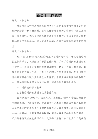 新员工工作参考总结