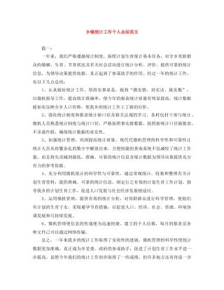 乡镇统计工作个人总结范文 
