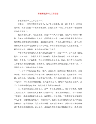 乡镇统计员个人工作总结 