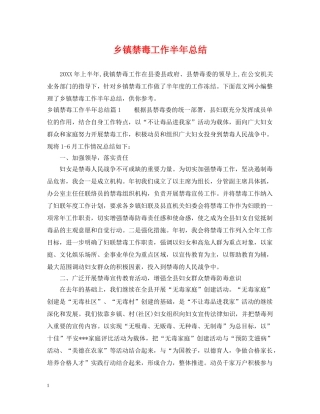 乡镇禁毒工作半年总结 