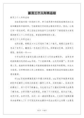 新员工个人年终参考总结