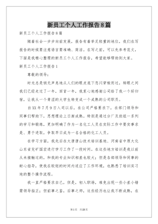 新员工个人工作报告8篇