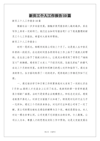 新员工个人工作报告10篇