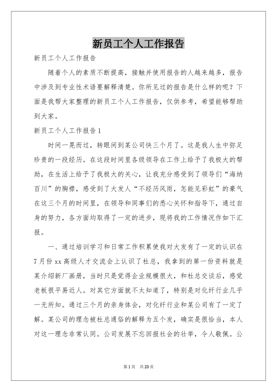 新员工个人工作报告_第1页