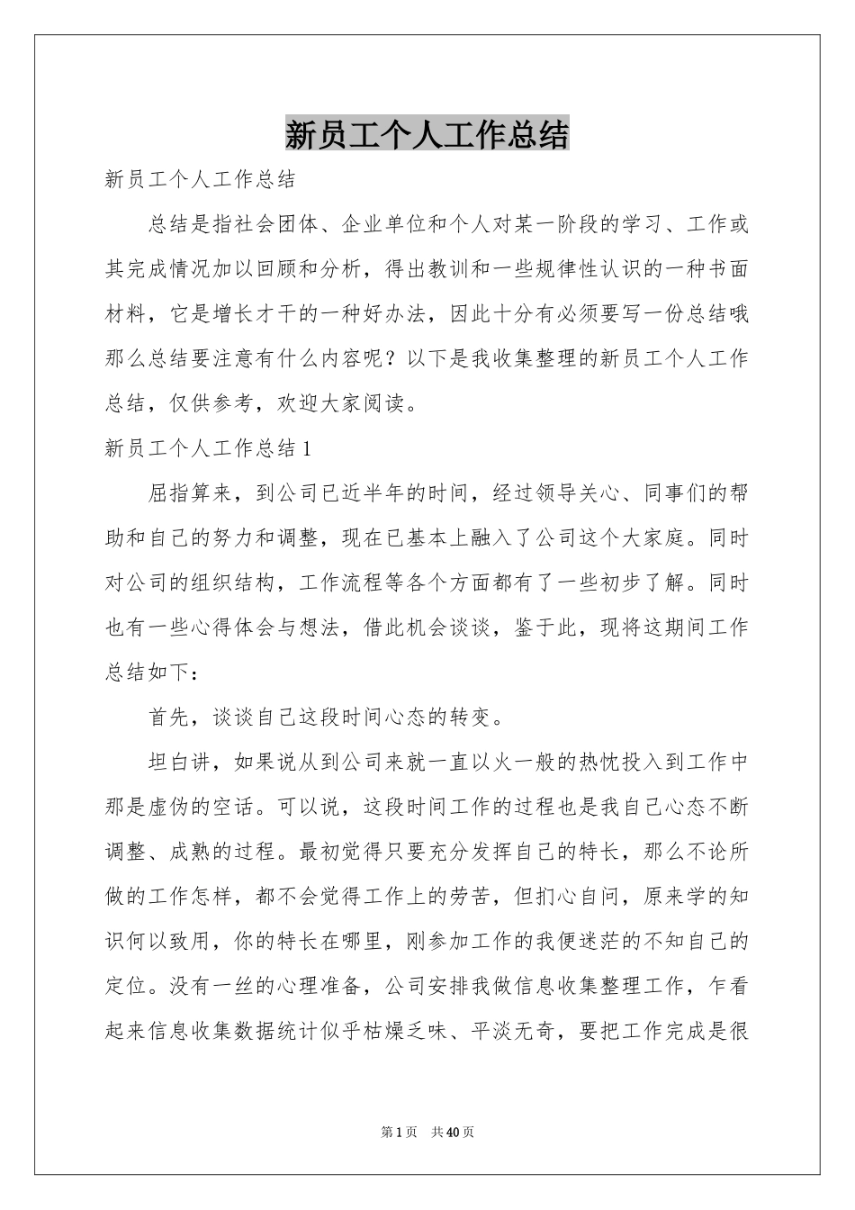 新员工个人工作参考总结_第1页