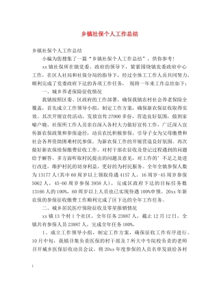 乡镇社保个人工作总结 