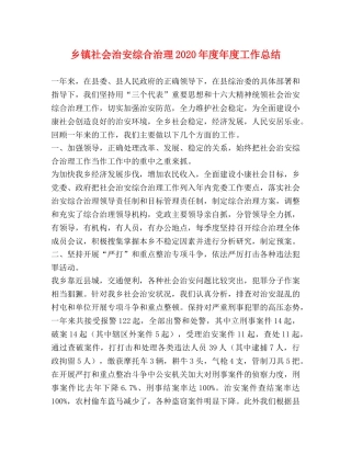 乡镇社会治安综合治理2024年度年度工作总结 