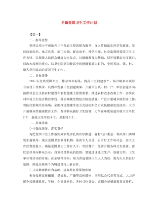 乡镇爱国卫生工作计划 