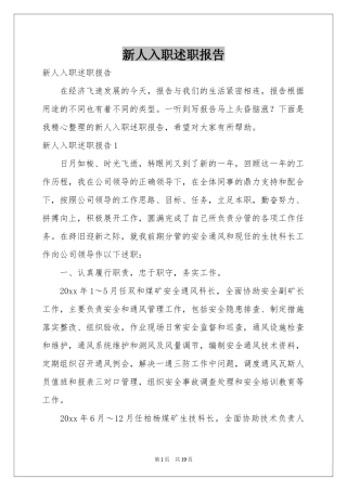新人入职述职报告