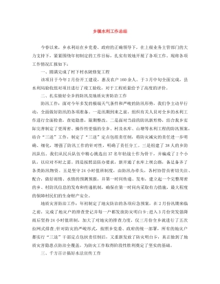 乡镇水利工作总结 