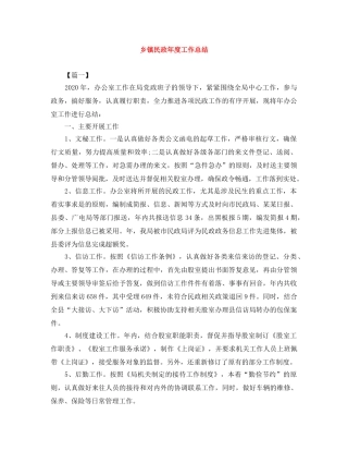 乡镇民政年度工作总结 