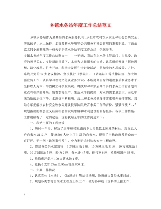 乡镇水务站年度工作总结范文 