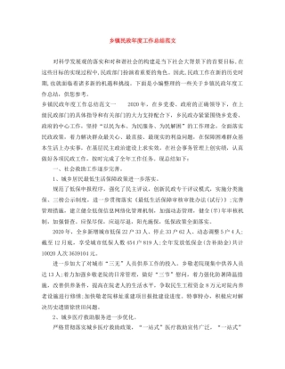 乡镇民政年度工作总结范文 
