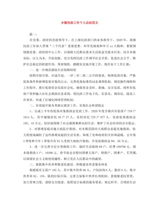 乡镇民政工作个人总结范文 