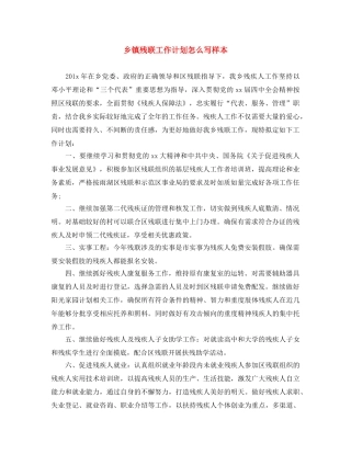 乡镇残联工作计划怎么写样本 