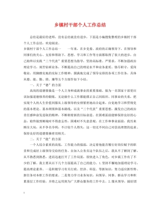 乡镇村干部个人工作总结 