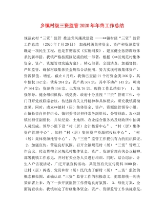 乡镇村级三资监管2024年年终工作总结 