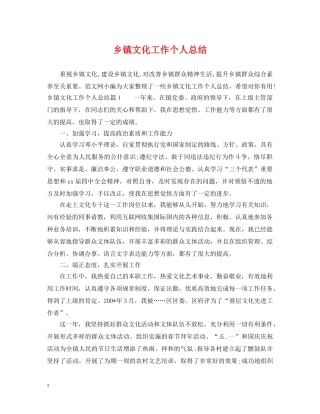 乡镇文化工作个人总结 