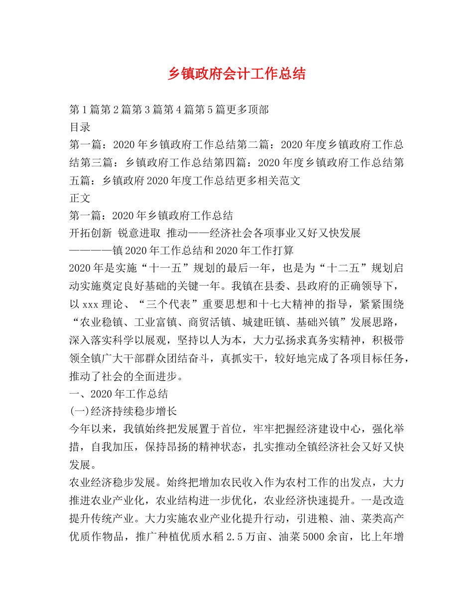 乡镇政府会计工作总结 _第1页