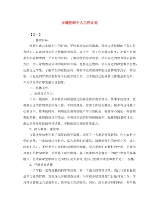 乡镇挂职个人工作计划 