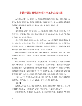 乡镇开展扫黑除恶专项斗争工作总结5篇 