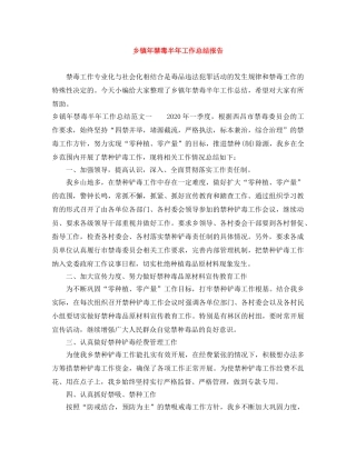 乡镇年禁毒半年工作总结报告 