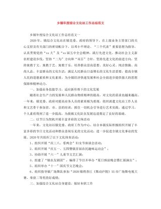 乡镇年度综合文化站工作总结范文 